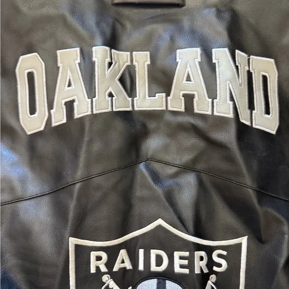 Oakland Raiders Black Leather Jacket XXL NFL - Picture 7 of 11